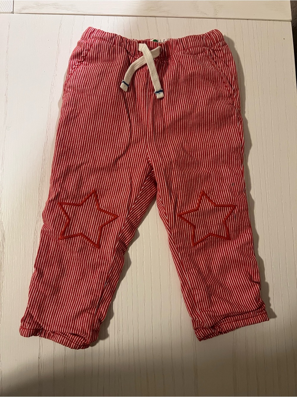 Baby Boden Red and White Stripe Elastic Waist Pants